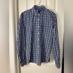 Bowery & Broome Blue Plaid Preppy Men’s Button Front Shirt size Medium